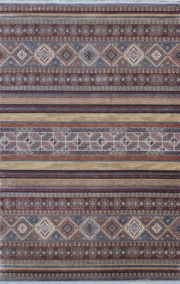 Artemis Halı Bella - 06476E - Gri Mavi Kırmızı Halı 100x300